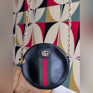 Gucci Ophidia Camera Bag 'Nero' black leather and chain strap